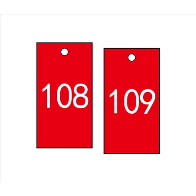 安赛瑞 SAFEWARE 14878 塑料号码吊牌 长方形,25.4×76.2mm,红底白字,号码从101到200,100个/包