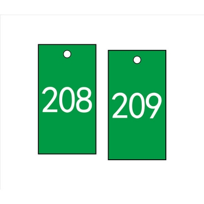 安赛瑞 SAFEWARE 14882 塑料号码吊牌 长方形,25.4×76.2mm,绿底白字,号码从201到300,100个/包