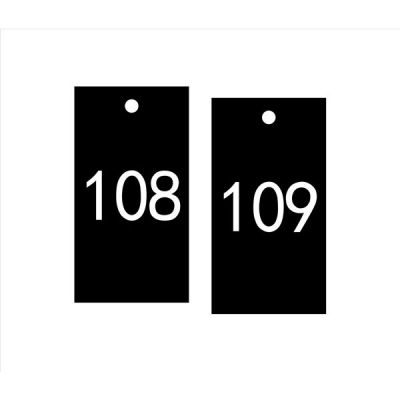 安赛瑞 SAFEWARE 14884 塑料号码吊牌 长方形,25.4×76.2mm,黑底白字,号码从101到200,100个/包