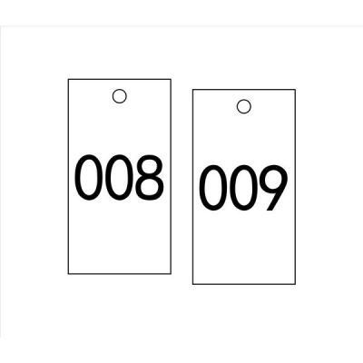 安赛瑞 SAFEWARE 14886 塑料号码吊牌 长方形,25.4×76.2mm,白底黑字,号码从001到100,100个/包