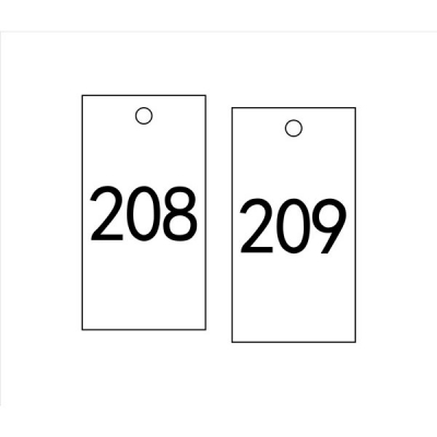 安赛瑞 SAFEWARE 14888 塑料号码吊牌 长方形,25.4×76.2mm,白底黑字,号码从201到300,100个/包