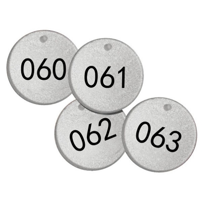 安赛瑞 SAFEWARE 14777 反光塑料号码吊牌 圆形,Φ38.1mm,银底黑字,号码从051到075,25个/包