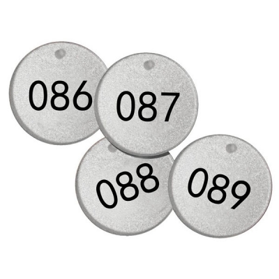 安赛瑞 SAFEWARE 14778 反光塑料号码吊牌 圆形,Φ38.1mm,银底黑字,号码从076到100,25个/包