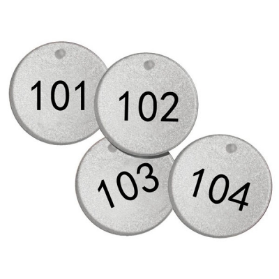 安赛瑞 SAFEWARE 14779 反光塑料号码吊牌 圆形,Φ38.1mm,银底黑字,号码从101到125,25个/包