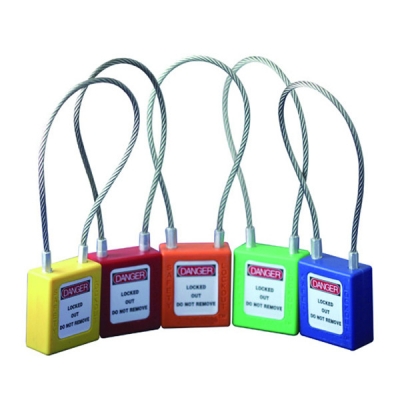 安赛瑞 SAFEWARE 14686 钢缆线安全挂锁（黄）高强度工程塑料锁体,钢缆线锁梁,黄色,钢缆线Φ3.2mm×150mm