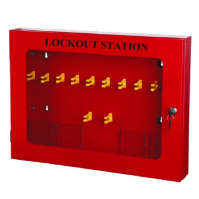 安赛瑞SAFEWARE 14739 锁具管理箱（空箱）红色粉末喷涂钢板,透明箱门可上锁,580×430×90mm