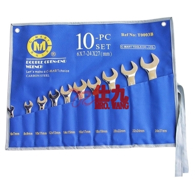 西玛C-MART T0003B 十件套双开口扳手 优质碳钢锻造，特殊热处理，镜面抛光