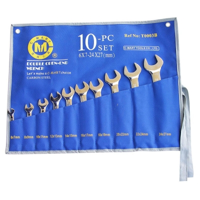 西玛C-MART T0003B 十件套双开口扳手 优质碳钢锻造，特殊热处理，镜面抛光