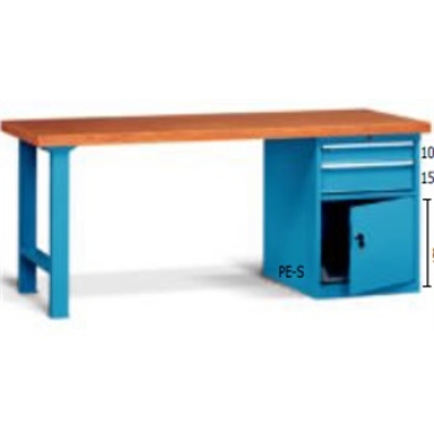 发弥 重型工作台实木桌板带二抽单门柜(台面厚50mm) Fami F BI A442 34 04