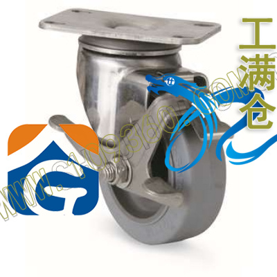 平板式中型**人造胶脚轮不锈钢支架 2-5456-444 科顺colson