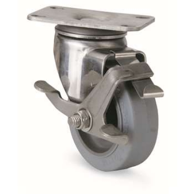 平板式中型**人造胶脚轮不锈钢支架 2-5408-564 科顺colson