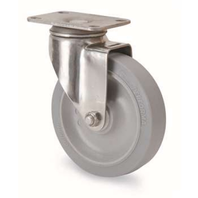 平板式中型**人造胶脚轮不锈钢支架 4-6409-454-2 科顺colson