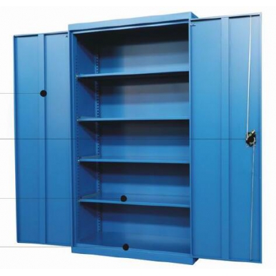 蓝色双开门置物柜 （带挂板 三层板 二...