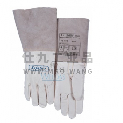 手感宝氩弧焊TIG手套 白色牛青皮长袖筒款 WELDAS/威特仕 10-1005