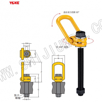 加长型安全侧向旋转吊环 公制螺纹 (8-211-080/300L) 振锋yoke