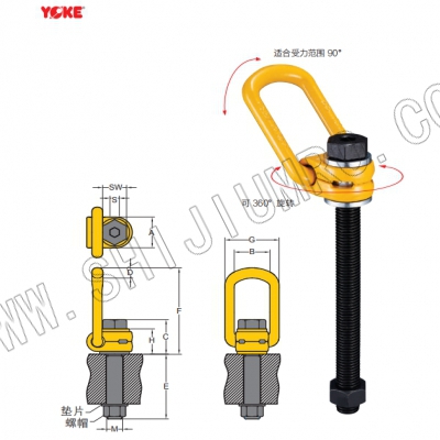 加长型安全侧向旋转吊环 公制螺纹 (8-211-100/350L) 振锋yoke