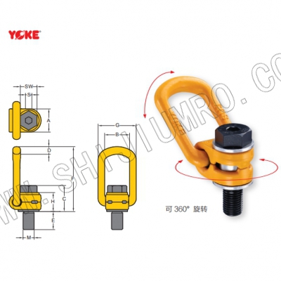 安全侧向旋转吊环 公制螺纹 (8-211-220) 振锋yoke