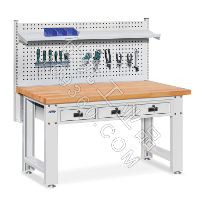 位邦带横三抽重型工作台 车间装配维修工作桌 榉木桌面1500*750*800+620