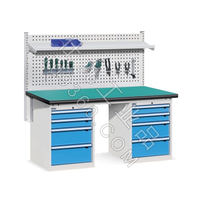 位邦双四抽落地柜挂板重型工作台 工厂车间多功能防静电工作桌1500*750*800+620