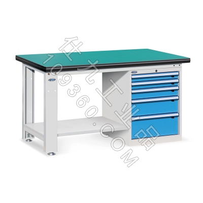 位邦重型工作台配五抽落地柜、底搁板 钳工维修装配复合桌面工作桌1500*750*800