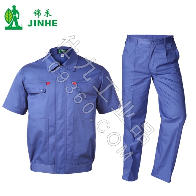 锦禾工厂车间夏季工作服套装H06JC1507短袖上衣+H06KA1505直筒裤