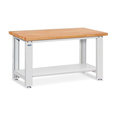 位邦重型工作台配底搁板 钳工作业榉木桌面操作台工作桌1500*750*800