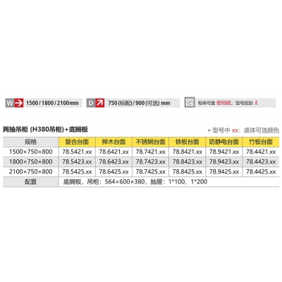 位邦重型工作台配底搁板、双抽屉吊柜 工厂车间装配钳工操作台 防静电工作桌1800*750*800