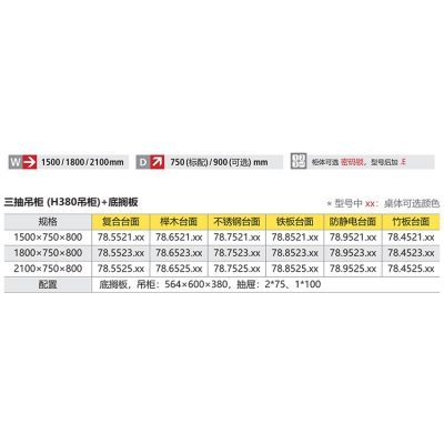 位邦重型工作台配底搁板、三抽屉吊柜 电子工厂车间多功能不锈钢桌面工作桌1500*750*800