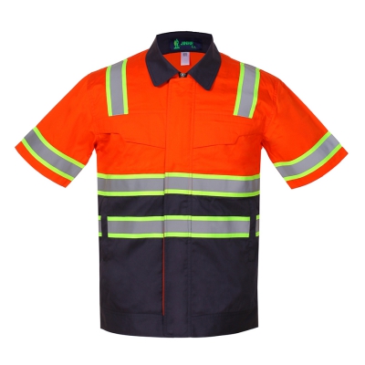 锦禾高可视作业服反光安全警示工作服夏短袖茄克AJC1701+AKA1701