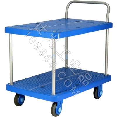 宝富两层车板式静音手推车R**300-T2双层平板推拉拖车物流搬运车