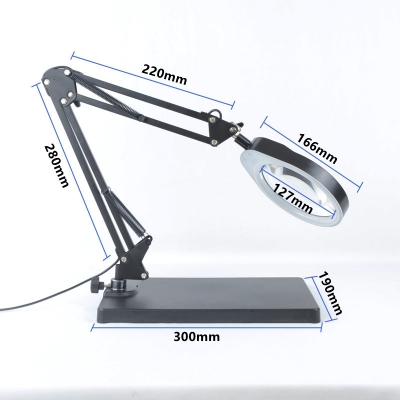 PDOK悬臂支架台式放大镜PD127 LED灯亮度可调 线路板维修珠宝检测