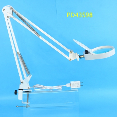 PDOK悬臂支架桌面工字夹式放大镜PD43598 LED灯亮度可调阅读维修