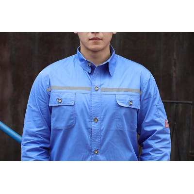 佰益防静电服带反光条CVC面料耐磨透气工作服安全防护服夏装6001