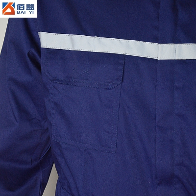 佰益防静电服连体工作服涤棉静电格纱卡透气安全防护春秋装6010L