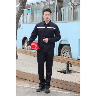 佰益防酸碱服带反光条安全防护服TR涤棉混纺透气春秋工作服6013M