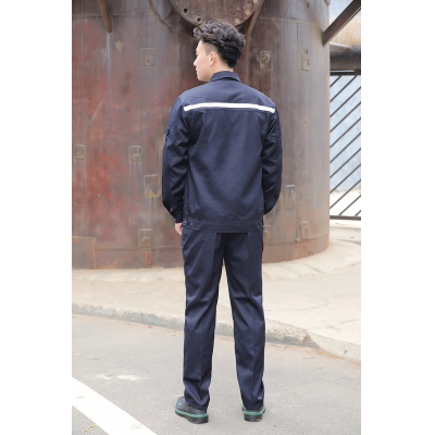 佰益防酸碱服带反光条安全防护服TR涤棉混纺透气春秋工作服6013M