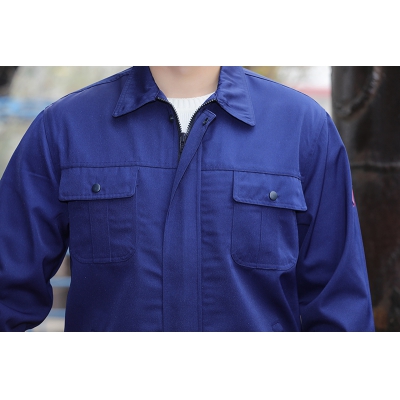 佰益防酸碱服加厚3级防护服带反光条化纤混纺透气春秋工作服6014