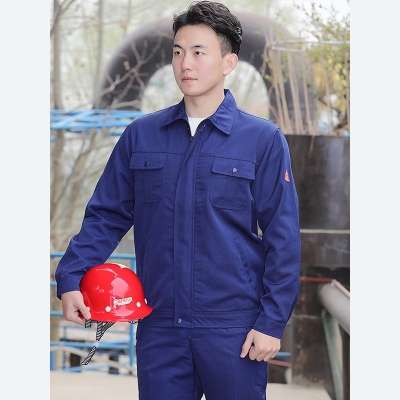 佰益防酸碱服加厚3级防护服带反光条化纤混纺透气春秋工作服6014