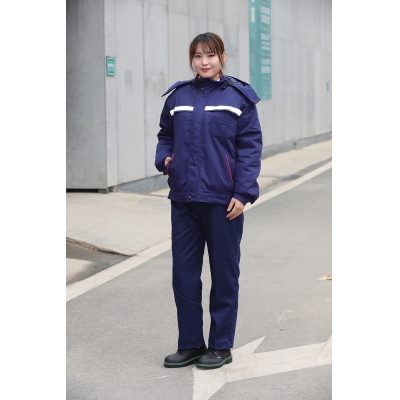 佰益防静电棉服涤棉防静电格防护服短款套装加厚工作服冬装8002