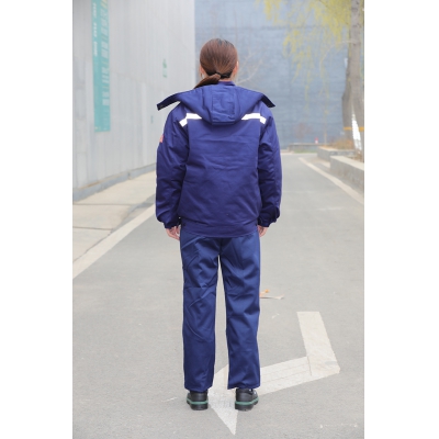 佰益防静电棉服涤棉防静电格防护服短款套装加厚工作服冬装8002