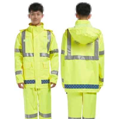 白云青鸟RF725透湿透气带反光条防雨服套装雨衣雨裤工作服