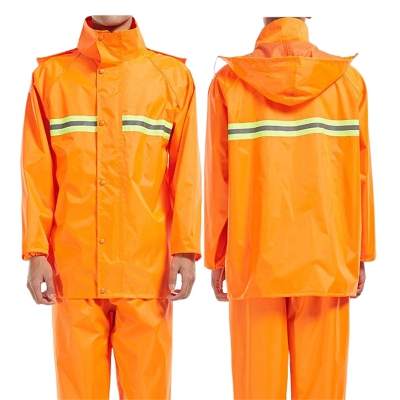 白云青鸟RF712带反光条环卫防雨服套装雨衣雨裤防风透气工作服