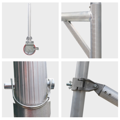 瑞居双宽内梯框架移动铝合金脚手架RJ-ALUM-DWI系列可伸缩支撑脚