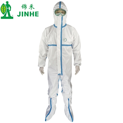 锦禾一次性防护服GL-001无纺布+PE膜+蓝色压胶条 防水透气防静电