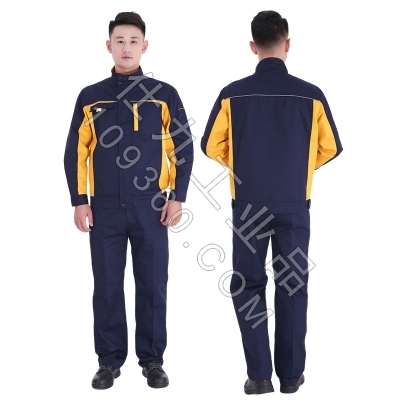 蓝装AUGER春秋工作服LZGZ104长袖工装劳保服套装 藏蓝黄色160-190