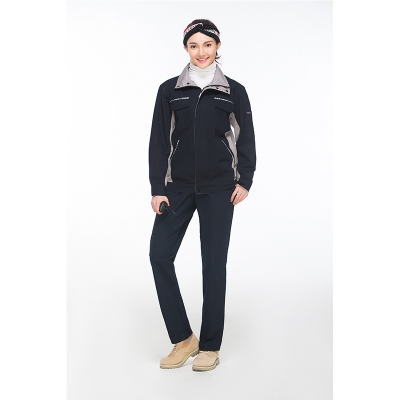 蓝装AUGER长袖春秋工作服套装LZGZ101工装劳保服深蓝+中灰155-190