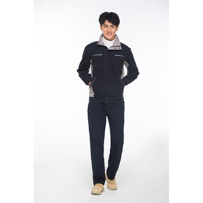 蓝装AUGER长袖春秋工作服套装LZGZ101工装劳保服深蓝+中灰155-190