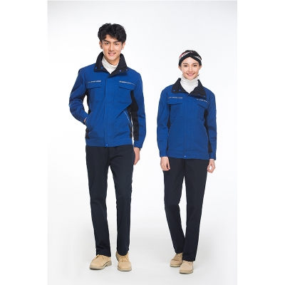 蓝装AUGER春秋工作服套装LZGZ101长袖工装劳保服艳蓝+深蓝155-190