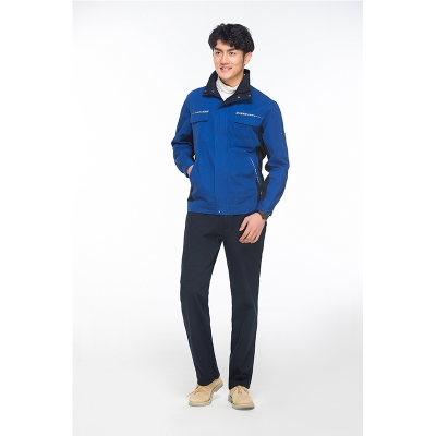蓝装AUGER春秋工作服套装LZGZ101长袖工装劳保服艳蓝+深蓝155-190