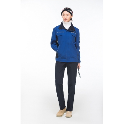 蓝装AUGER春秋工作服套装LZGZ101长袖工装劳保服艳蓝+深蓝155-190